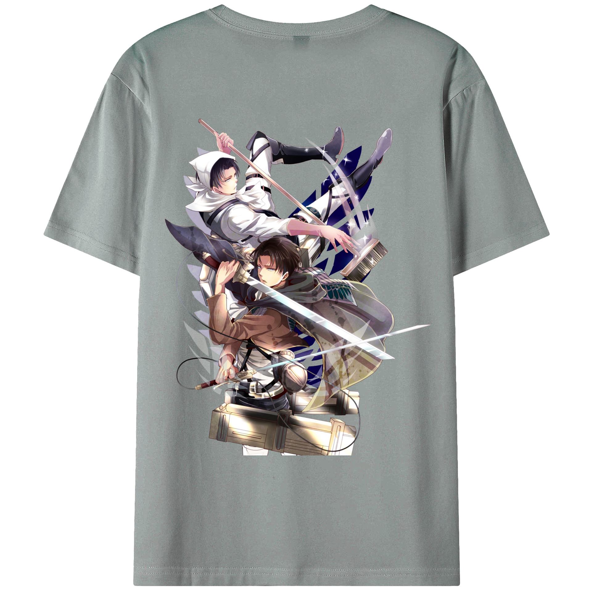 （画像用） 進撃の巨人 リヴァイ·アッカーマン Attack on Titan Levi Ackerman 綿100％ メンズ半袖Tシャツ（バックプリント） 通気性